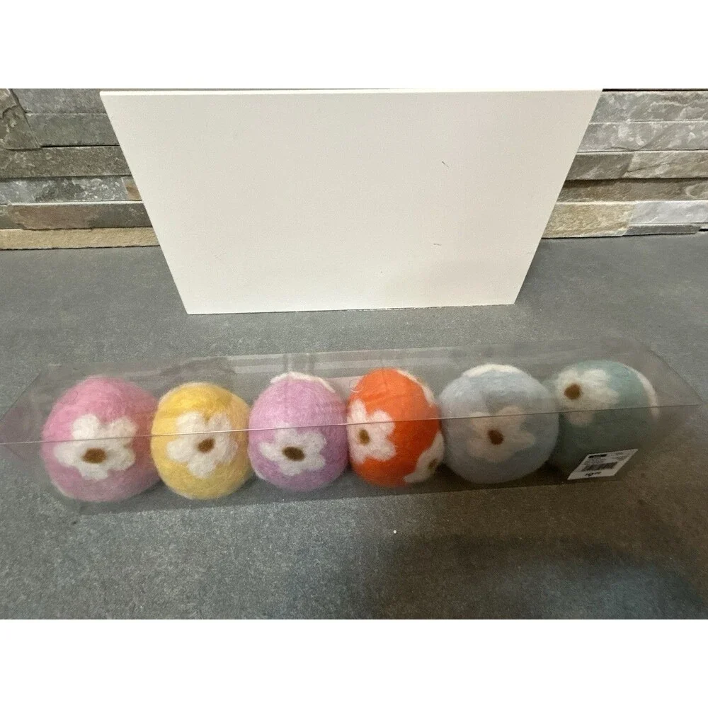 At Home Easter Felt Eggs Figurine Set Of 6 Multicolor Seasonal Decor